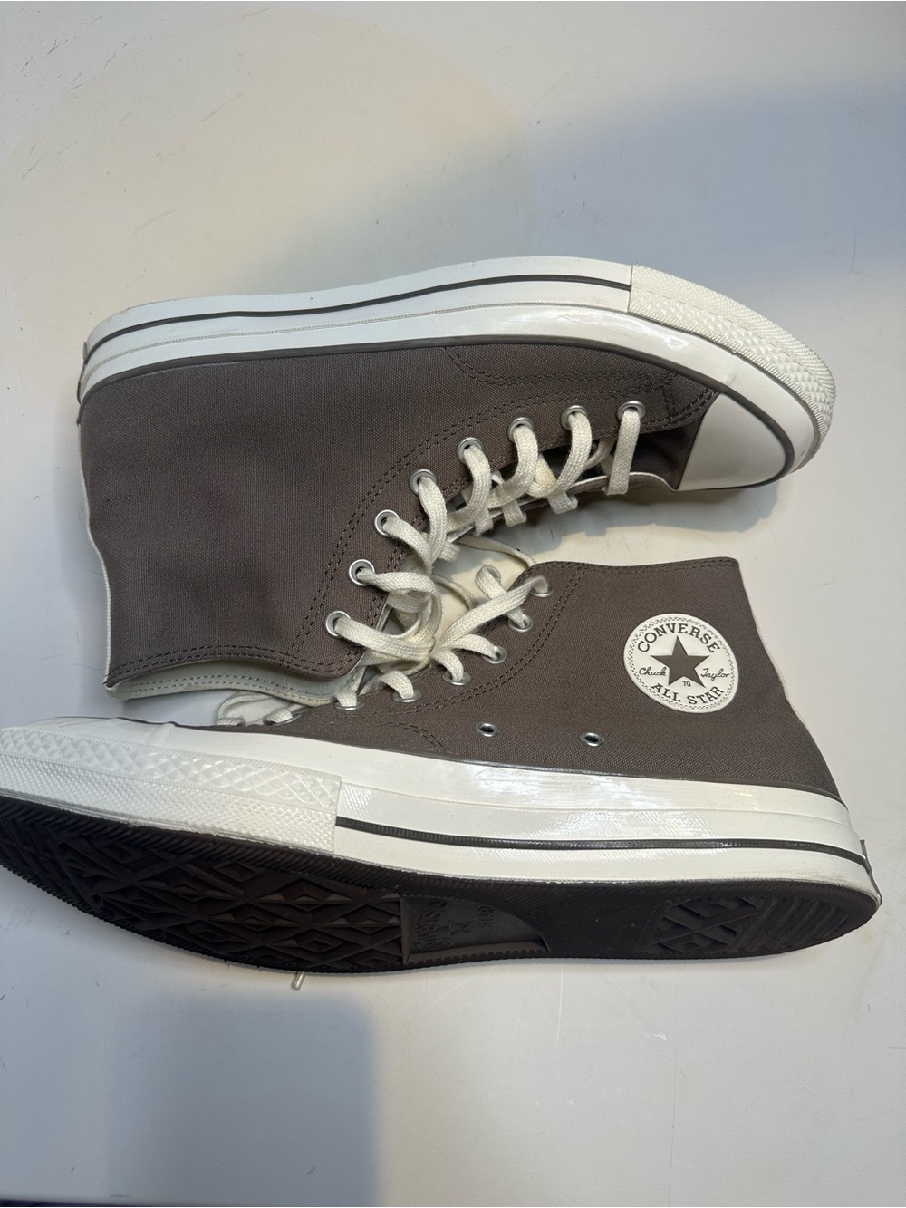 Converse High-Top Canvas Sneakers in Gray and White - Picture 4 of 8